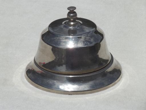 photo of vintage store counter bell, nice old nickel silver hotel desk call bell #1