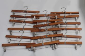 vintage store display clothes hangers, American Eagle Outfitters wood hangers with metal clips 