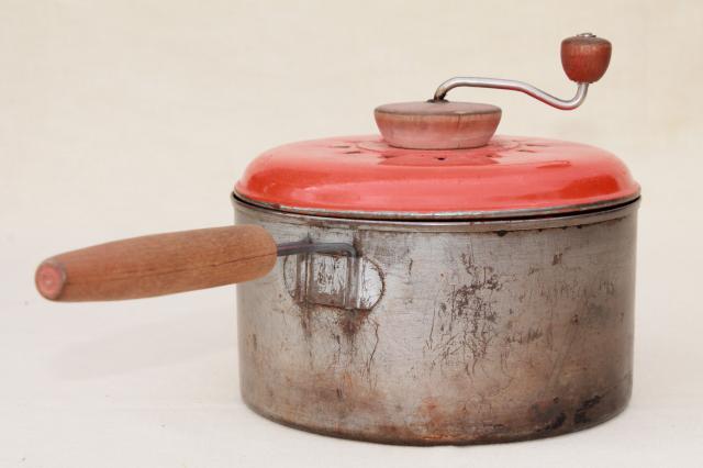 photo of vintage stovetop corn popper hand crank popcorn maker for wood stove or camping  #3