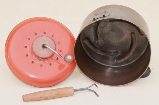 photo of vintage stovetop corn popper hand crank popcorn maker for wood stove or camping  #5