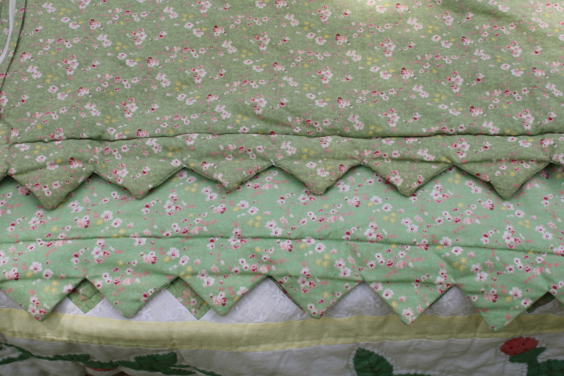 photo of vintage strawberry garden cotton applique quilt queen size w/ pillow shams, country cottage style  #14