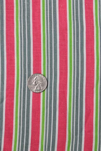 photo of vintage stripe print cotton feedsack fabric, sewn sack w/ original chain stitching  #1