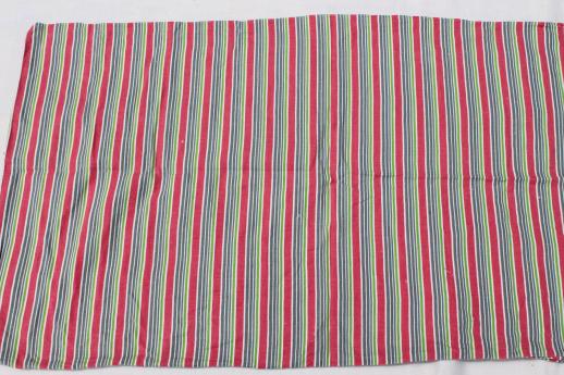 photo of vintage stripe print cotton feedsack fabric, sewn sack w/ original chain stitching  #3