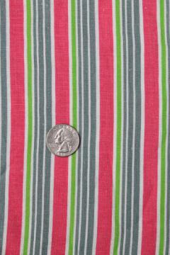 catalog photo of vintage stripe print cotton feedsack fabric, sewn sack w/ original chain stitching 