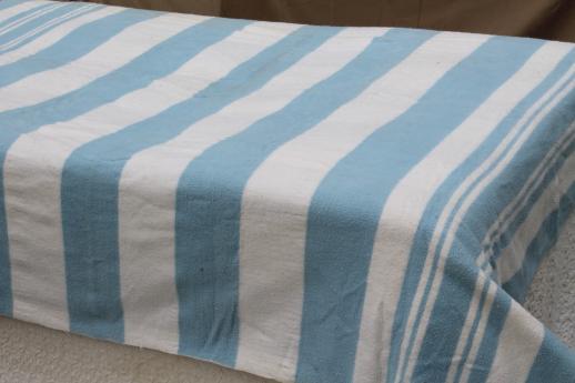 photo of vintage striped cotton flannel blankets, shabby cottage / camp blanket lot #6