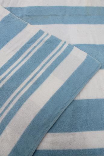 photo of vintage striped cotton flannel blankets, shabby cottage / camp blanket lot #7