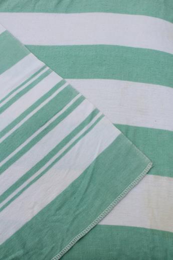 photo of vintage striped cotton flannel blankets, shabby cottage / camp blanket lot #9