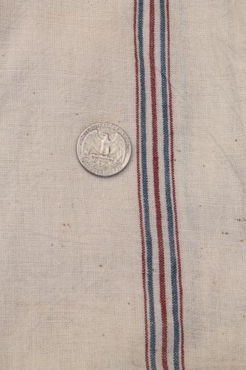 photo of vintage striped cotton sugar & salt sacks w/ old printed graphics, antique sack fabric #11