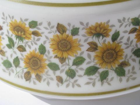 photo of vintage student lamp replacement milk glass light shade, sunflowers #2