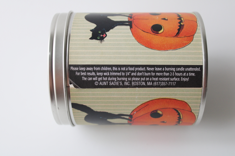 photo of vintage style print tin Happy Halloween Aunt Sadie's candle  #2
