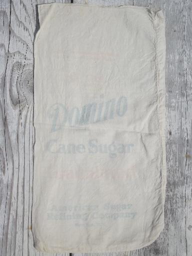 photo of vintage sugar sacks lot, cotton feed sack fabric bags w/ chain stitching #3