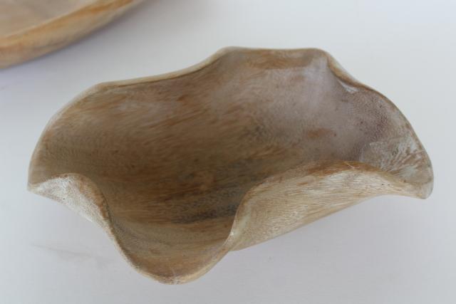 photo of vintage sun bleached driftwood weathered tropical wood bowls w/ carved organic shapes #2