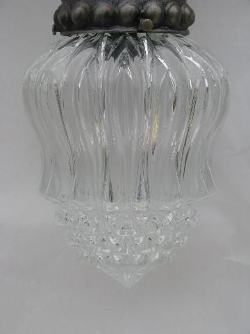 photo of vintage swag lamp, silver w/ crystal glass shade, french chandelier style #2