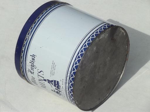 photo of vintage sweets tin, Devonshire Cream Mints large blue & white canister #6