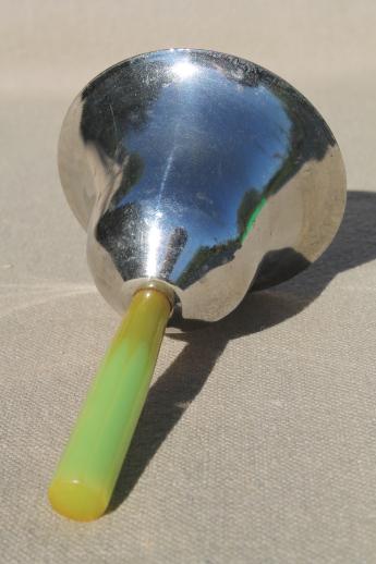 photo of vintage table bell with green bakelite handle, old store counter service bell #5