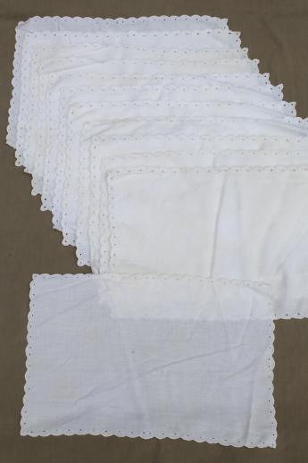 photo of vintage table linen lot of placemats, napkins, coasters, embroidered cotton eyelet linens #2