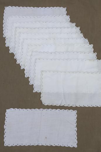 photo of vintage table linen lot of placemats, napkins, coasters, embroidered cotton eyelet linens #3