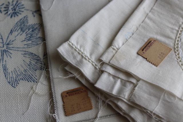 photo of vintage table linens for embroidery, cotton fabric runners stamped to embroider #2