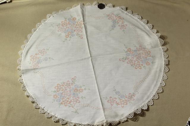 photo of vintage table linens & pillowcases to embroider, stamped for embroidery hand stitching #5