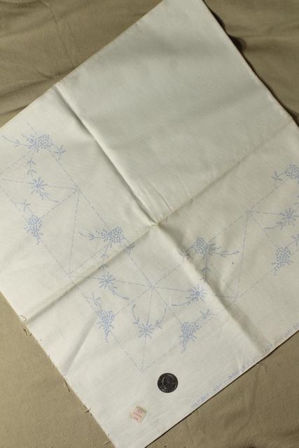 photo of vintage table linens & pillowcases to embroider, stamped for embroidery hand stitching #7