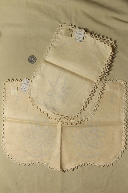 photo of vintage table linens & pillowcases to embroider, stamped for embroidery hand stitching #10