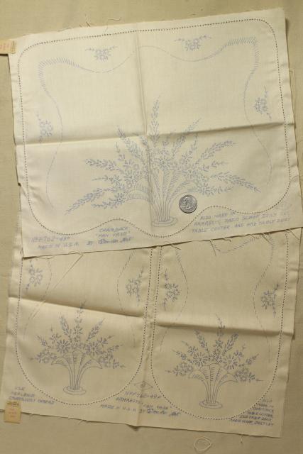 photo of vintage table linens & pillowcases to embroider, stamped for embroidery hand stitching #13