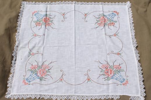 photo of vintage tablecloths & linens lot, printed table cloths, embroidered runners etc. #8