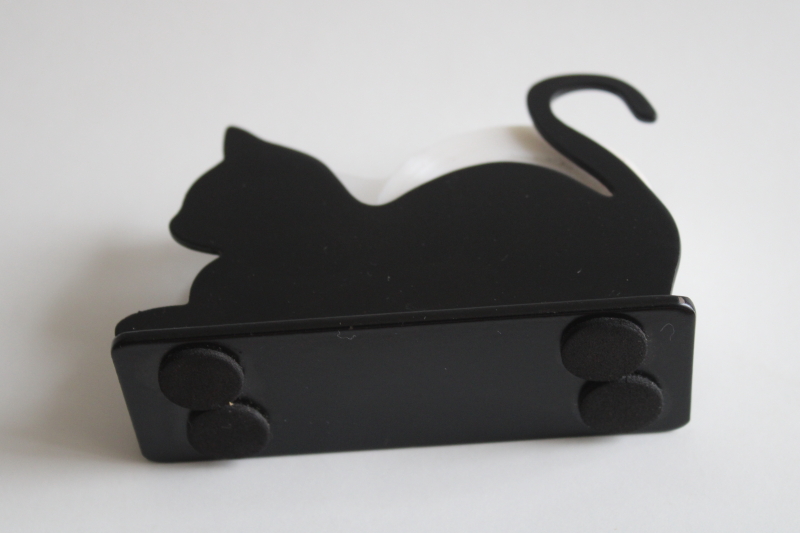 photo of vintage tape dispenser, black metal cat silhouette holds single roll of Skotch tape #4