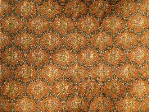 photo of vintage tapestry upholstery fabric, french antique floral, burnt orange #1