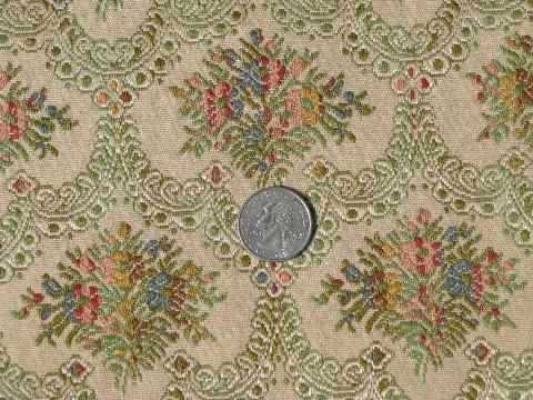 photo of vintage tapestry upholstery fabric, french antique floral, ivory/multi #2