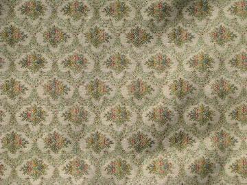 catalog photo of vintage tapestry upholstery fabric, french antique floral, ivory/multi