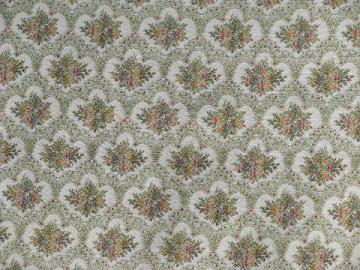 catalog photo of vintage tapestry upholstery fabric, french antique floral, white /multi