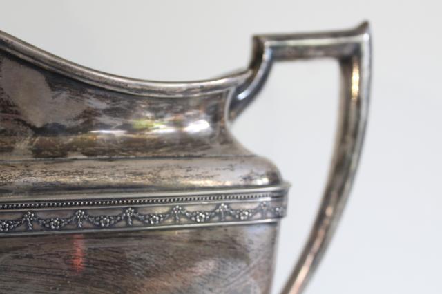 photo of vintage tarnished silver water pitcher, Anniversary pattern Rogers / International #2