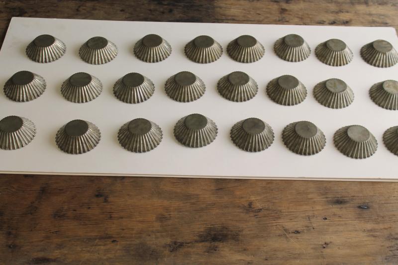 photo of vintage tart pans, fluted metal baking dishes, molds for pastry or patty shells #3