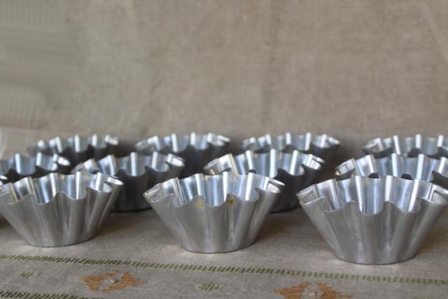 photo of vintage tart pans, fluted metal baking dishes, molds for pastry or patty shells #2