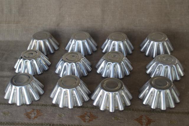 photo of vintage tart pans, fluted metal baking dishes, molds for pastry or patty shells #6