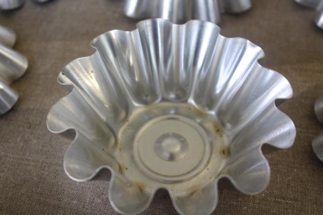 photo of vintage tart pans, fluted metal baking dishes, molds for pastry or patty shells #7