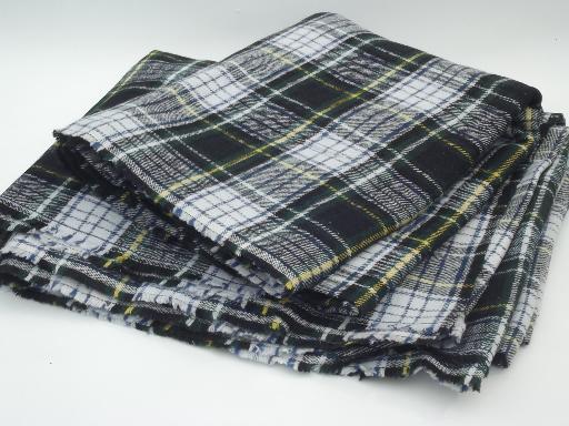 photo of vintage tartan plaid wool / rayon fabric, blanket fabric or coat material #1