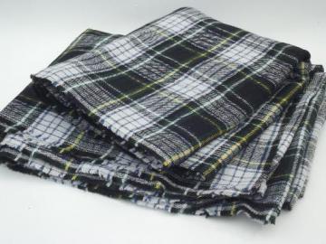 catalog photo of vintage tartan plaid wool / rayon fabric, blanket fabric or coat material