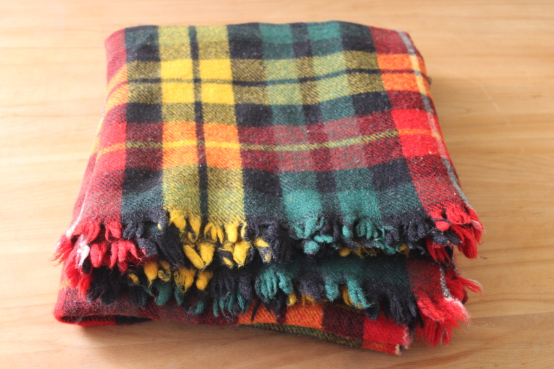 photo of vintage tartan plaid wool throw, camping, stadium or picnic blanket, rustic fall decor  #2