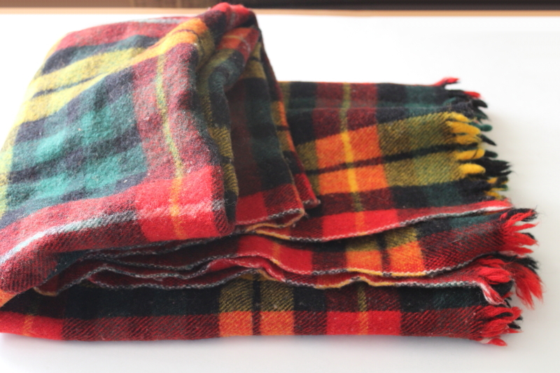 photo of vintage tartan plaid wool throw, camping, stadium or picnic blanket, rustic fall decor  #3