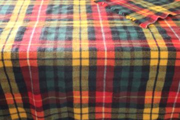 catalog photo of vintage tartan plaid wool throw, camping, stadium or picnic blanket, rustic fall decor 