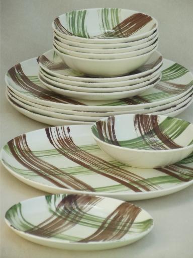 photo of vintage tartanware pottery dishes, Scottish Highland heather Plaid china #2