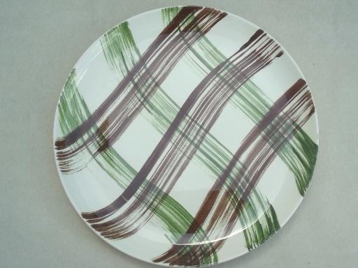 photo of vintage tartanware pottery dishes, Scottish Highland heather Plaid china #7