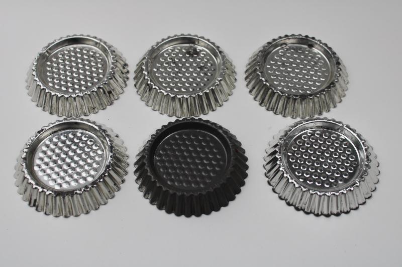 photo of vintage tartlet pans, set of six fluted baking tins pastry molds #4