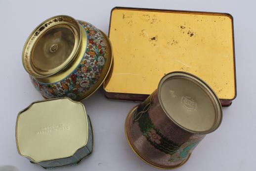 photo of vintage tea & biscuit tins lot, collection of pretty floral metal tin canisters #3