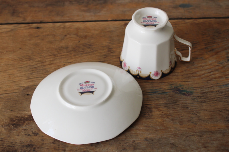 photo of vintage tea cup & saucer Rosina Queen's fine bone china Regent pattern made in England  #4