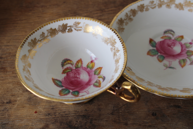 photo of vintage tea cup & saucer Royal Chelsea fine bone china pink moss rose floral  #3