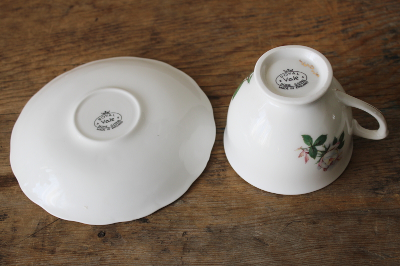 photo of vintage tea cup & saucer Royal Vale bone china pink & white rose floral  #3