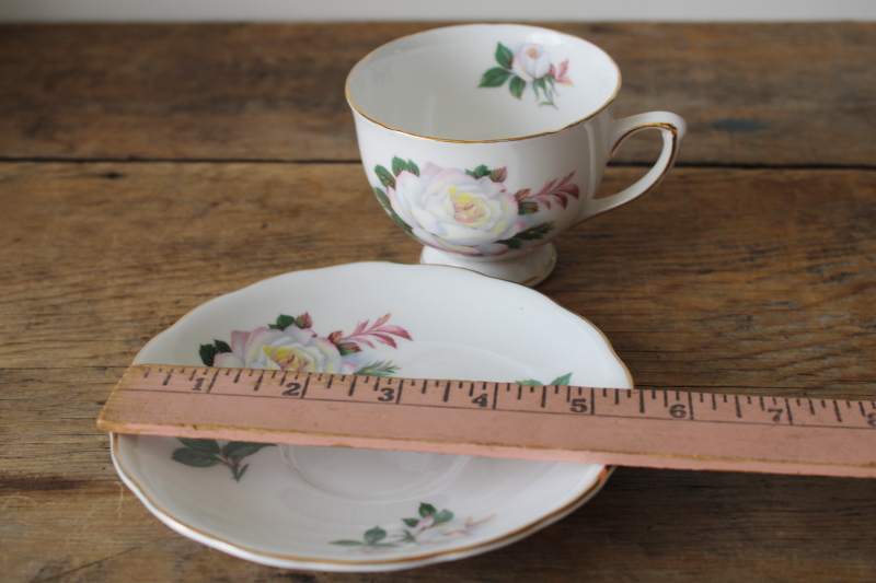 photo of vintage tea cup & saucer Royal Vale bone china pink & white rose floral  #5